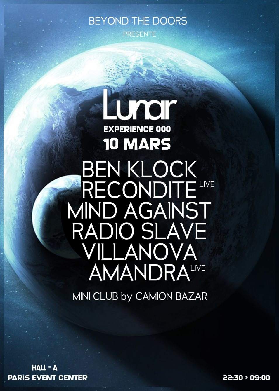 Lunar: Ben Klock, Recondite, Mind Against, Radio Slave & More - Página frontal