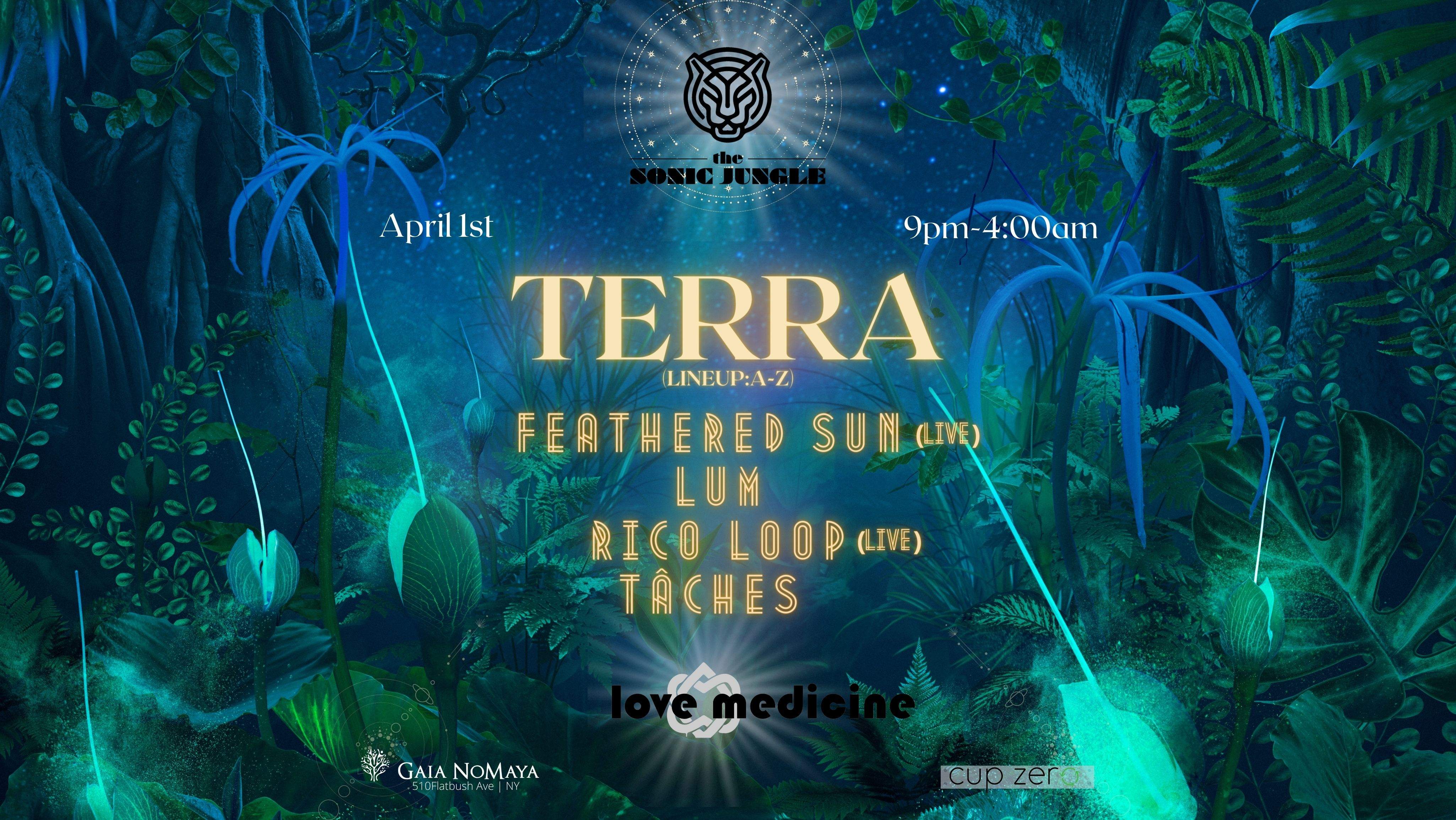 TERRA: LUM, Feathered Sun (Live), TÂCHES, Rico Loop (Live) - Página frontal