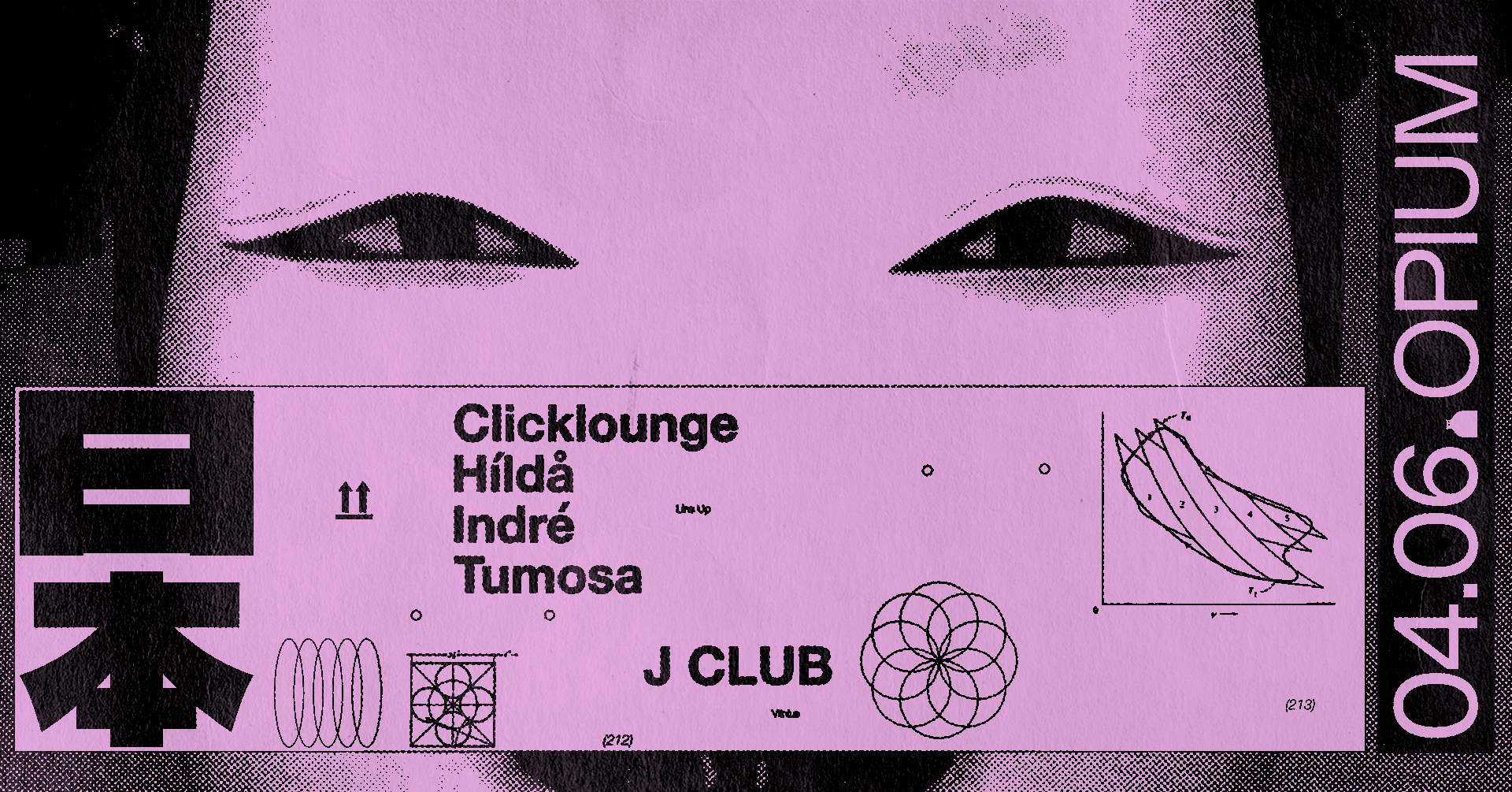 J CLUB: Clicklounge, Hìldå, Indré, Tumosa - フライヤー表