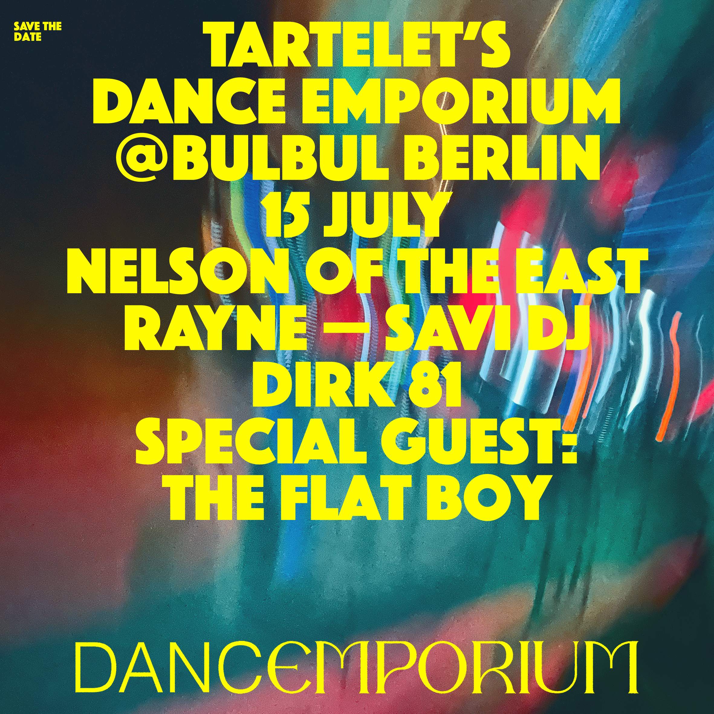 Tartelet's Dance Emporium: Dirk 81, Nelson of the East, Savi DJ, Rayne, The Flat Boy - Página frontal