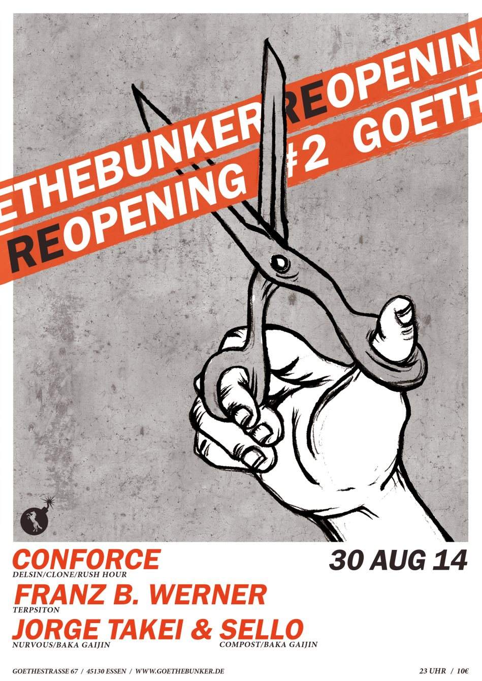 Goethebunker Reopening with Conforce, Franz B. Werner, Jorge Takei & Sello - フライヤー表