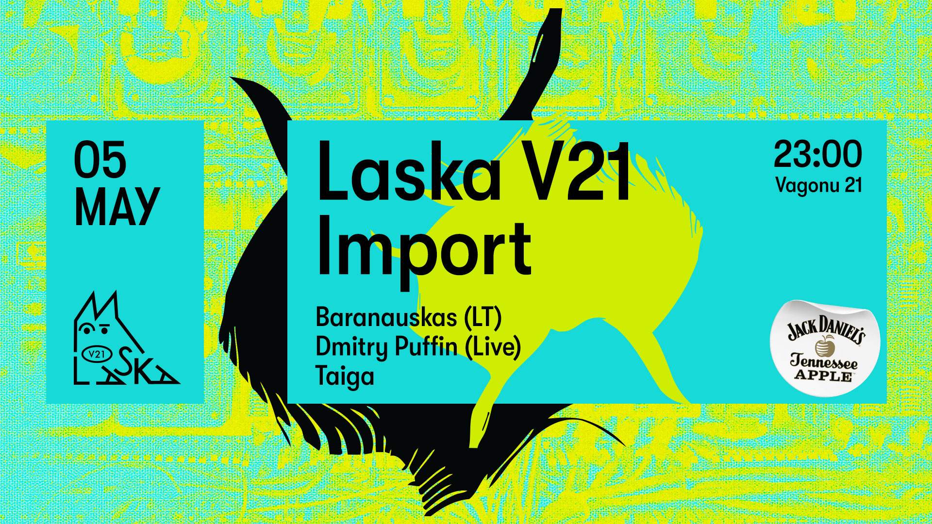 Laska V21 Import - Baranauskas (LT) - Dmitry Puffin (Live) - Taiga - フライヤー表