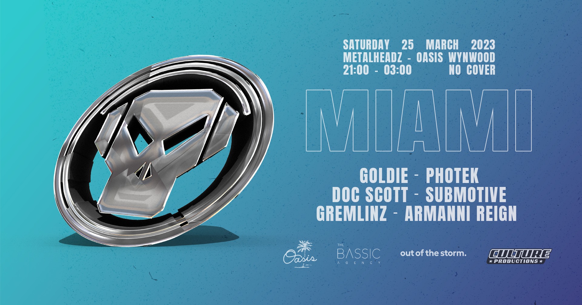 Metalheadz Miami with Goldie, Photek, Doc Scott + more - フライヤー表