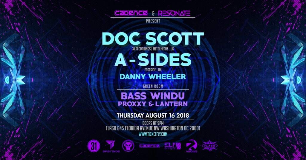 Doc Scott, A-Sides, Danny Wheeler presented by Cadence x Resonate - Página frontal