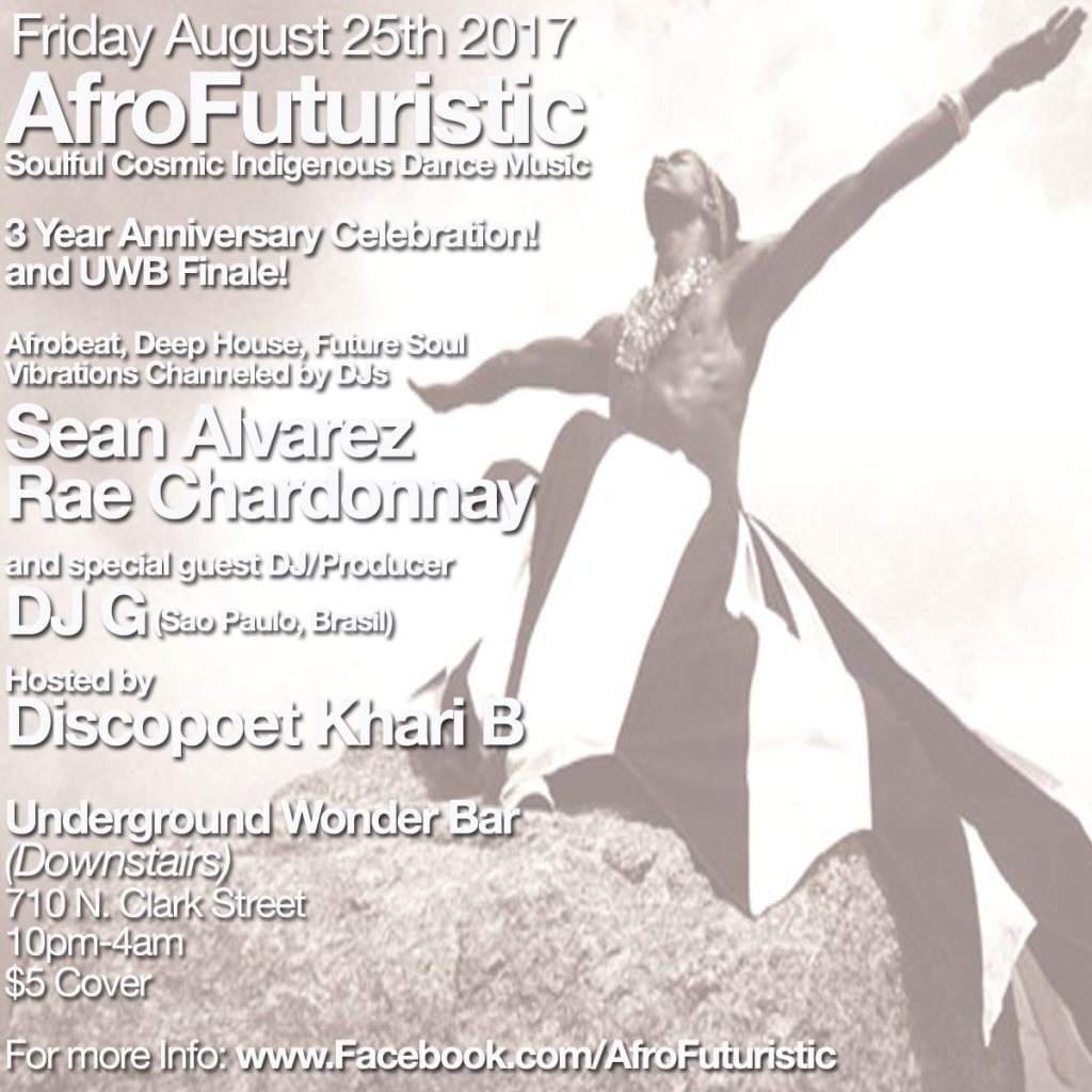 Afrofuturistic 3 yr Anniv & UWB Finale wsg DJ G - Página frontal
