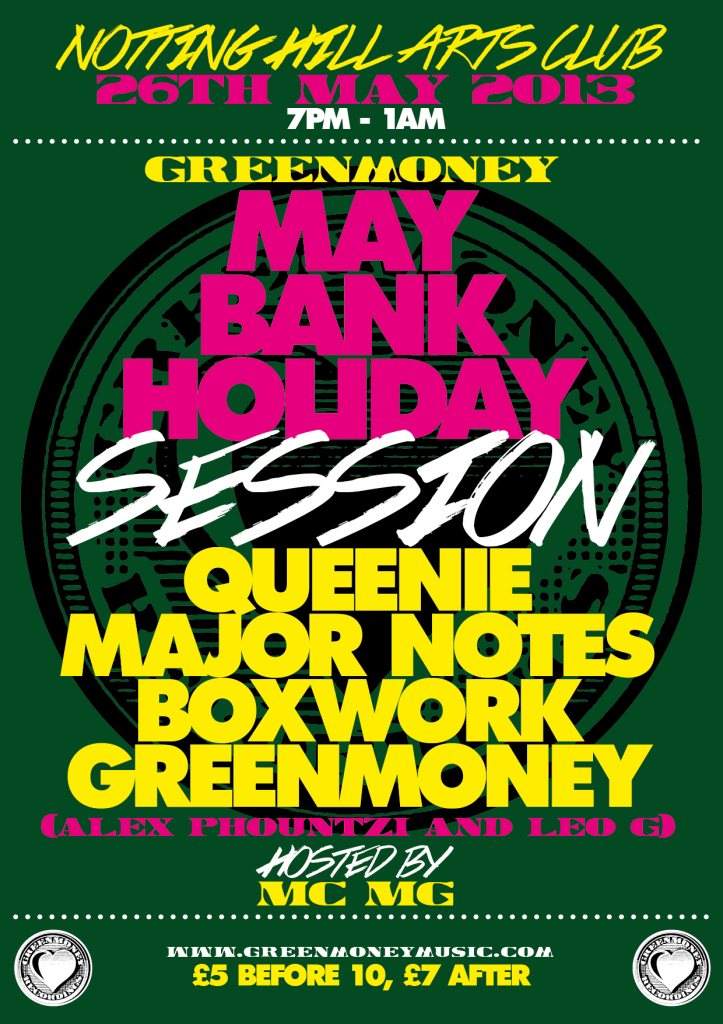 Greenmoney May Bank Holiday Session - フライヤー表