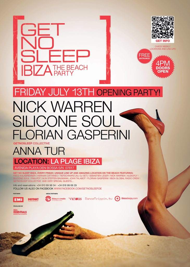 Nick Warren and Silicone Soul at Get No Sleep Ibiza Opening - フライヤー表