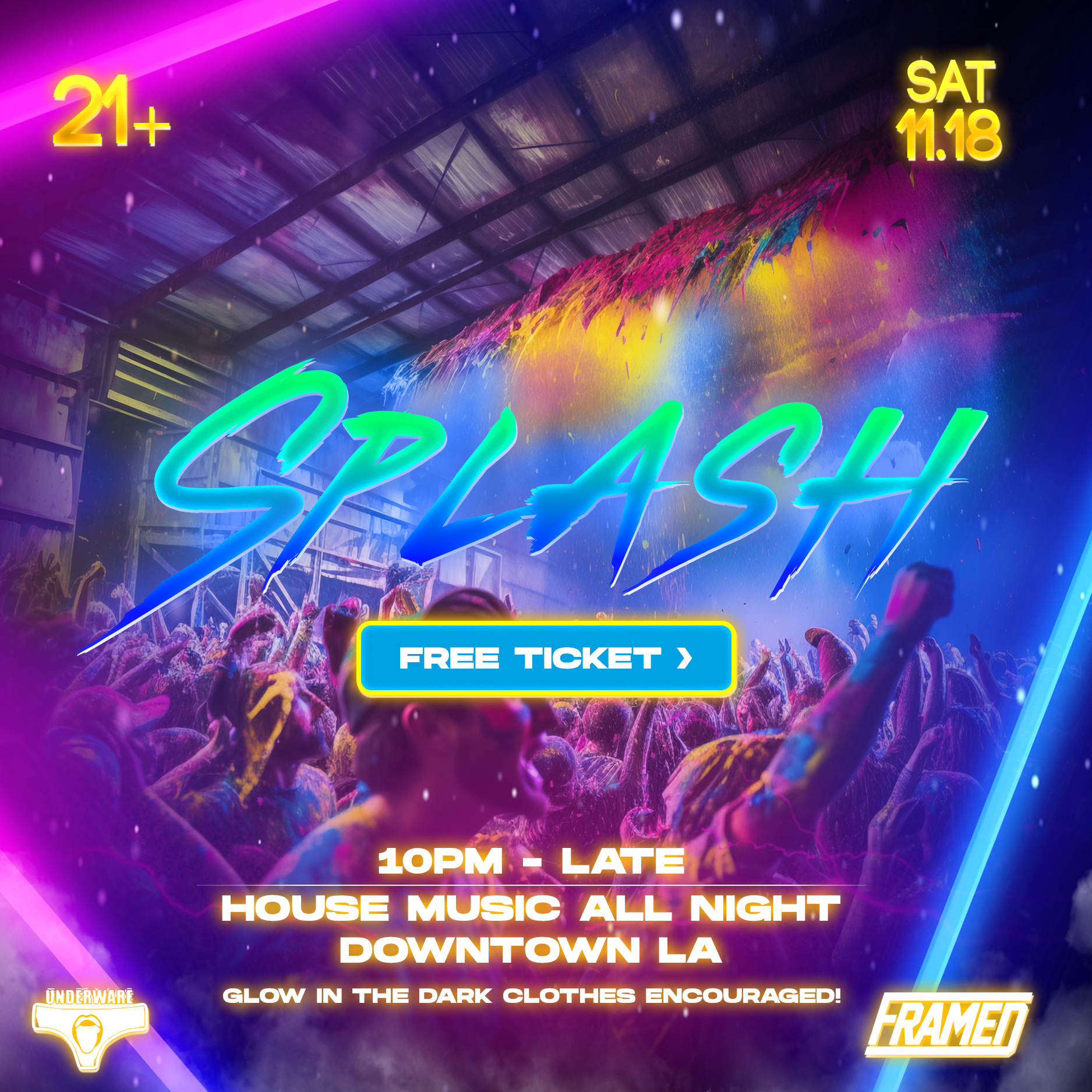 SPLASH (Glow In The Dark Rave) at TBA - DTLA - Text 