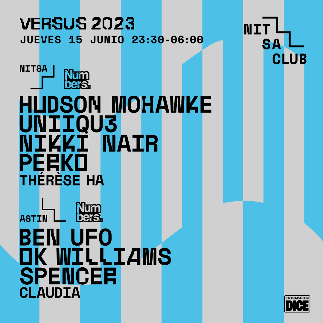 VERSUS 2023 - Numbers: Hudson Mohawke · UNiiQU3 · Nikki Nair / Ben UFO · OK Williams - Página frontal