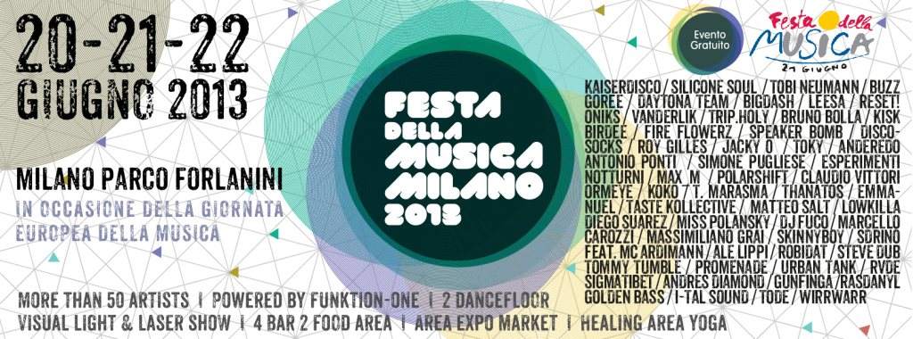 Festa Della Musica Milano 2013 - フライヤー表