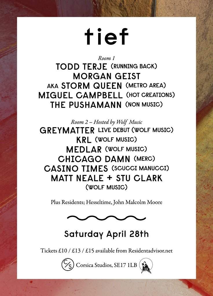 Tief with Todd Terje, Morgan Geist Aka Storm Queen, Miguel Campbell, Wolf Music - フライヤー裏