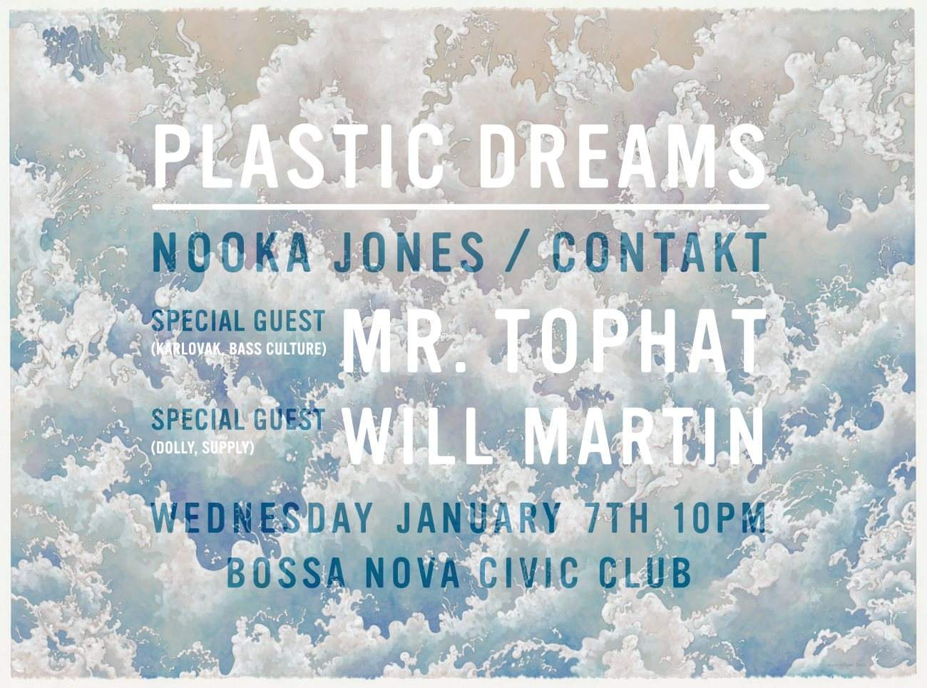 Plastic Dreams with Will Martin, Nooka Jones and Contakt - フライヤー表