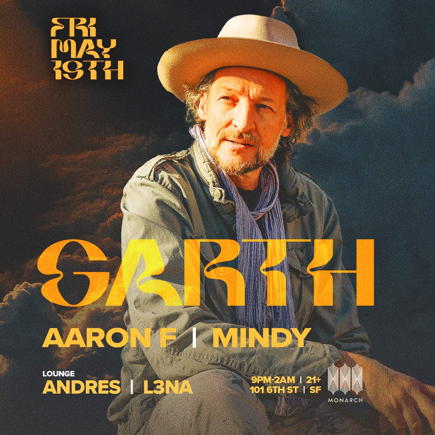 Garth - Aaron F - Mindy - Andrés - L3NA - フライヤー表