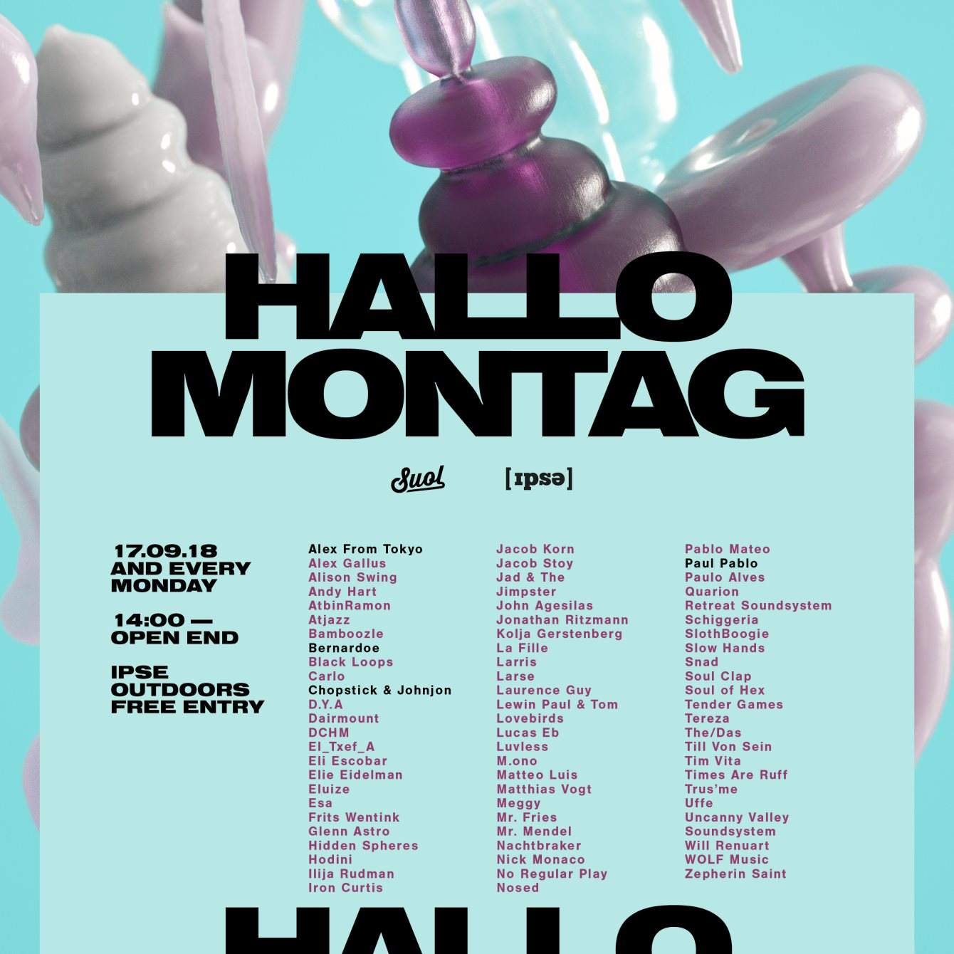 Hallo Montag - Open Air #21 with Alex From Tokyo, Chopstick & Johnjon and More - フライヤー表