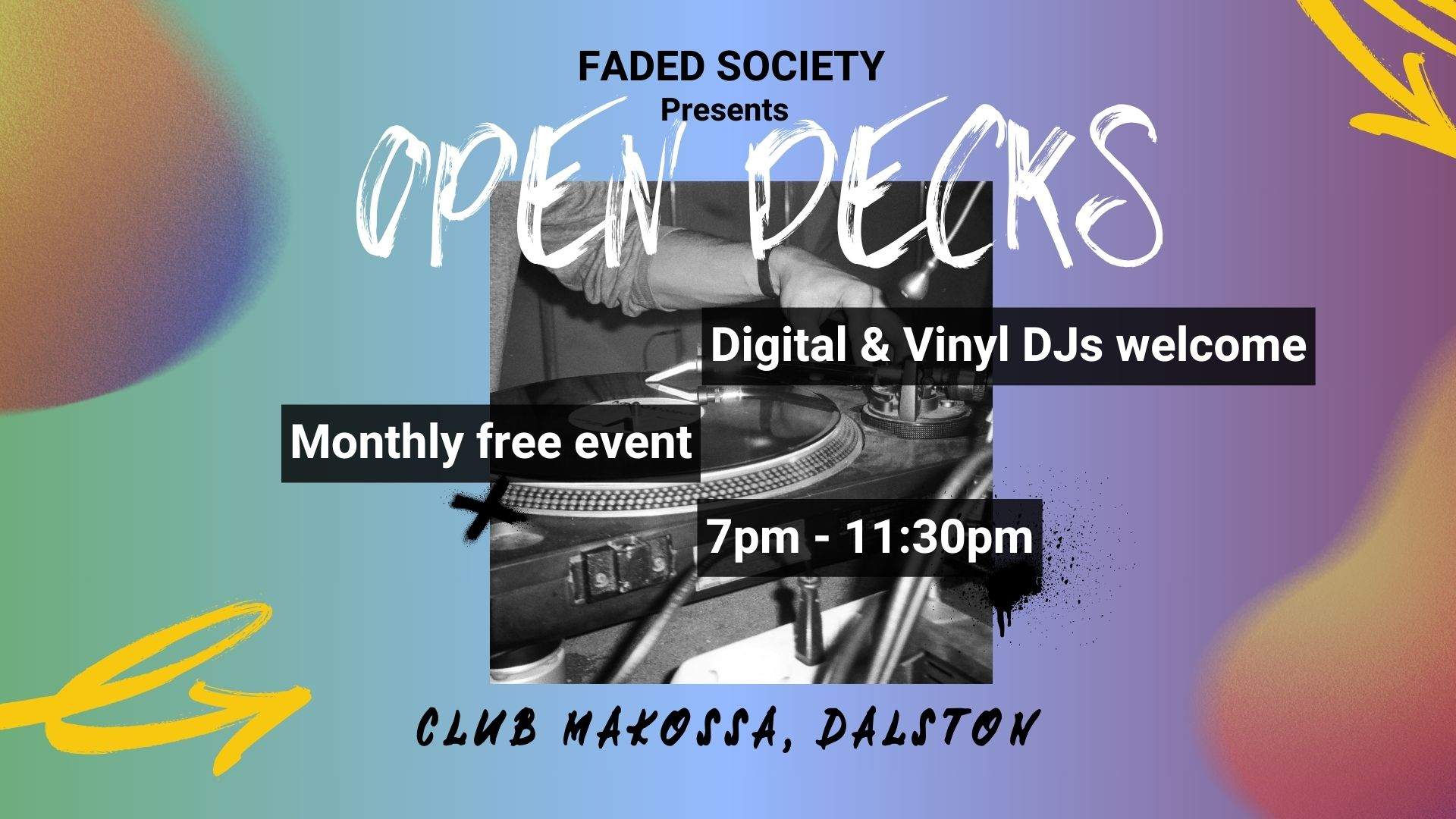 FREE DJ Open Decks at Makossa, Dalston - フライヤー表