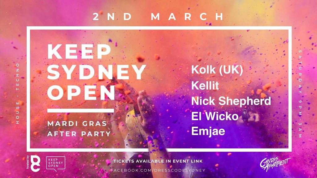 Keep Sydney Open - Mardi Gras After Party - フライヤー表