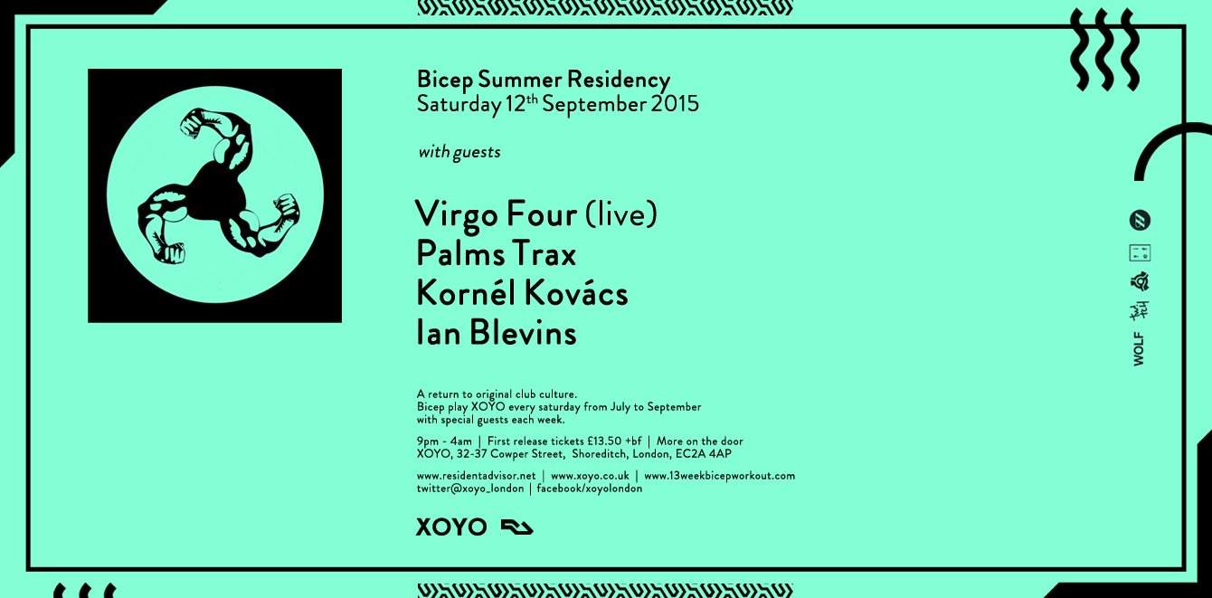 Bicep + Virgo Four (Live) + Palms Trax + Room 2: Kornél Kovács + Ian Blevins - Página frontal