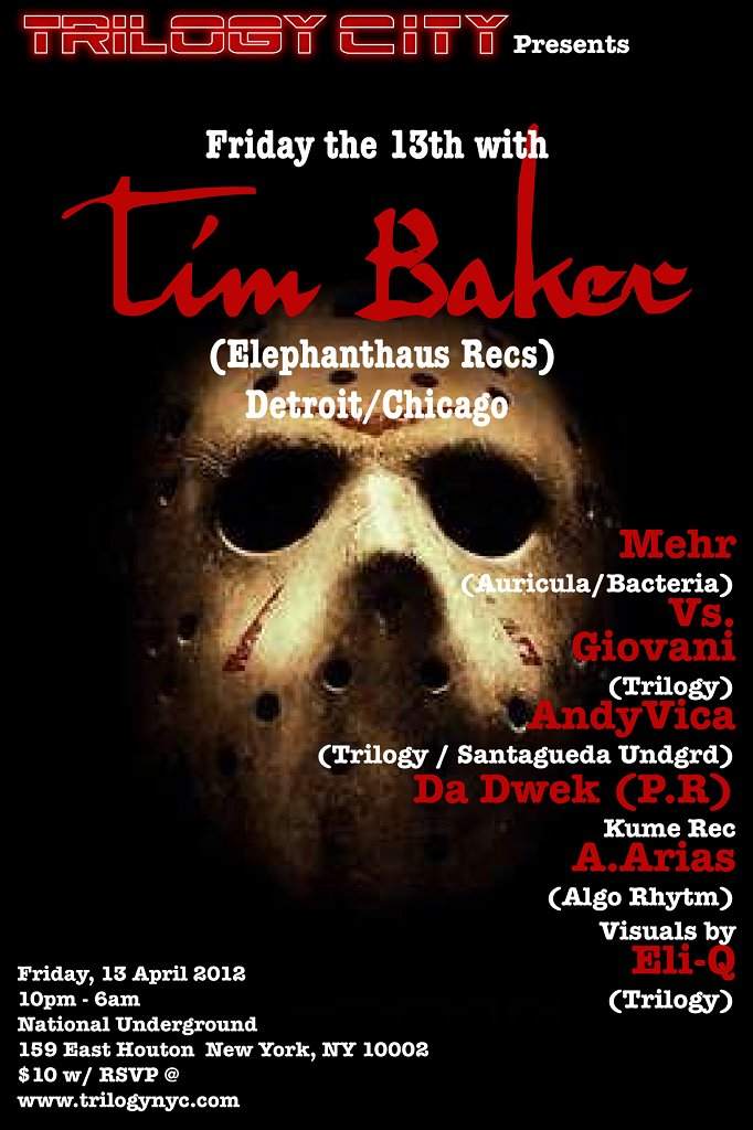 Trilogy City presents: Friday the 13th with Tim Baker - フライヤー表