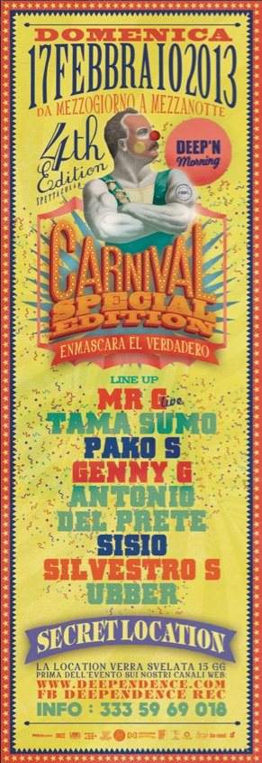 Deep'n Morning Carnival with: Tama Sumo, MR G, Pako S & more - Página frontal
