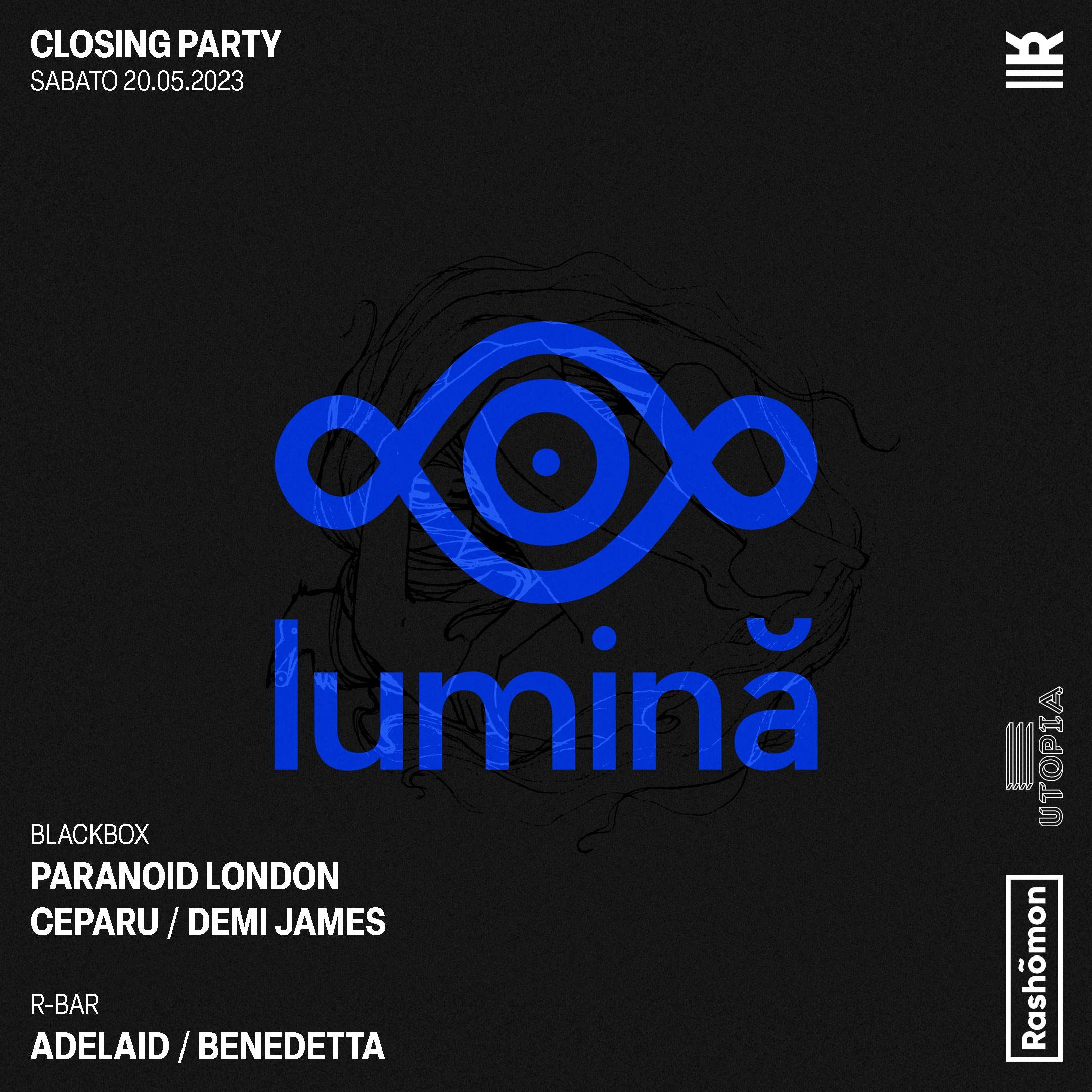 Lumina [Closing Party]: Paranoid London, ceparu, Demi James, Adelaid, Benedetta - Página trasera