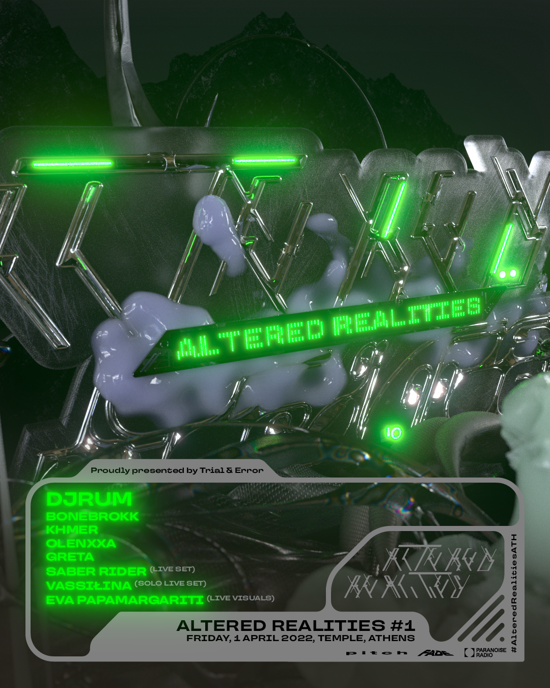 [CANCELLED] Altered Realities 1 with DjRUM - フライヤー表