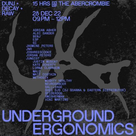 Underground Ergonomics // Decay x DUNJ x RAW // 15 Hr Party at Abercrombie - Página frontal