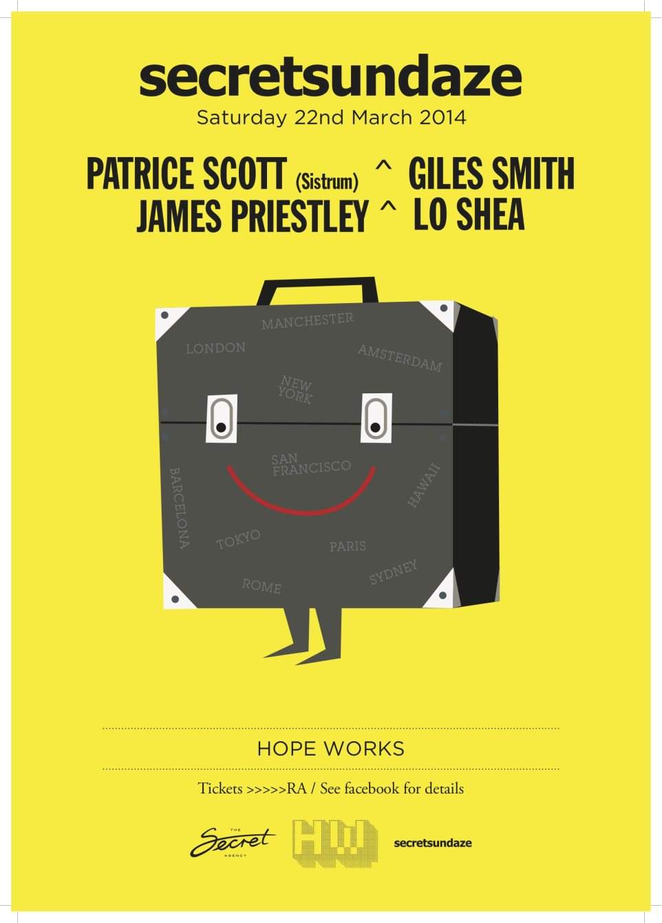 Secretsundaze presents Patrice Scott,Giles Smith, James Priestley,Lo Shea - Página frontal