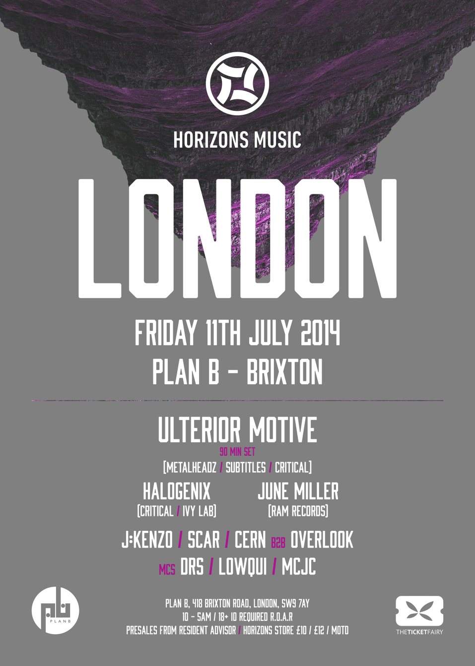 Horizons Music at Plan B with Ulterior Motive, June Miller, J:Kenzo and More - フライヤー表