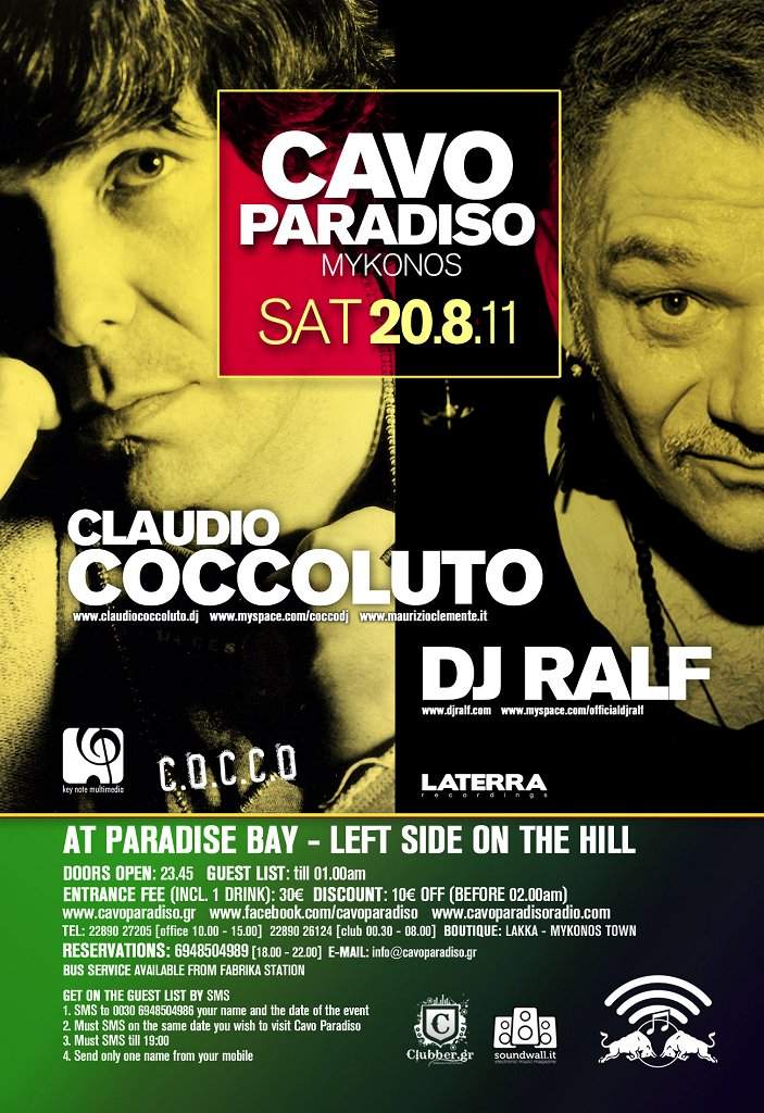 Cavo Paradiso presents Claudio Coccoluto & Dj Ralf - Página frontal