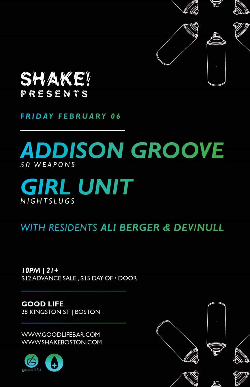 SHAKE! presents Addison Groove, Girl Unit, Ali Berger, Dev/Null - Página frontal