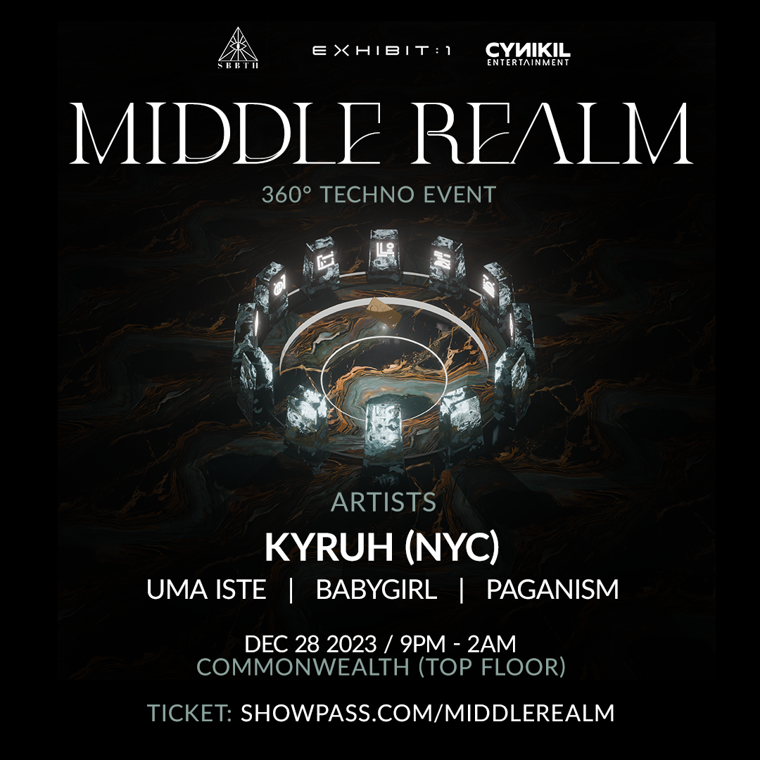 MIDDLE REALM: 360° Techno Event feat. KYRUH, Uma Iste, Babygirl and PAGANISM - フライヤー表