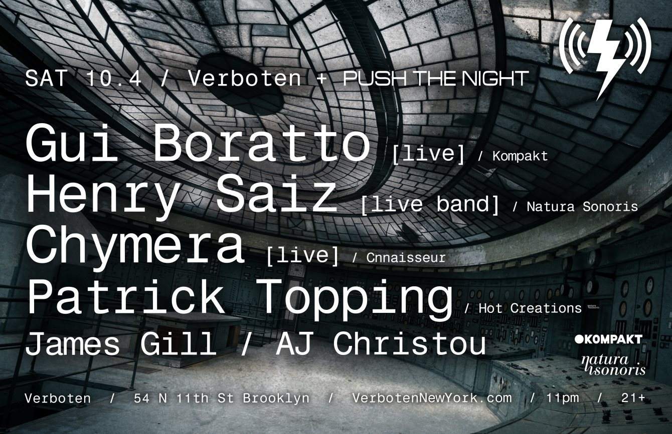 Verboten + Push The Night: Gui Boratto / Henry Saiz [live] / Chymera [live] / James Gill - Página frontal