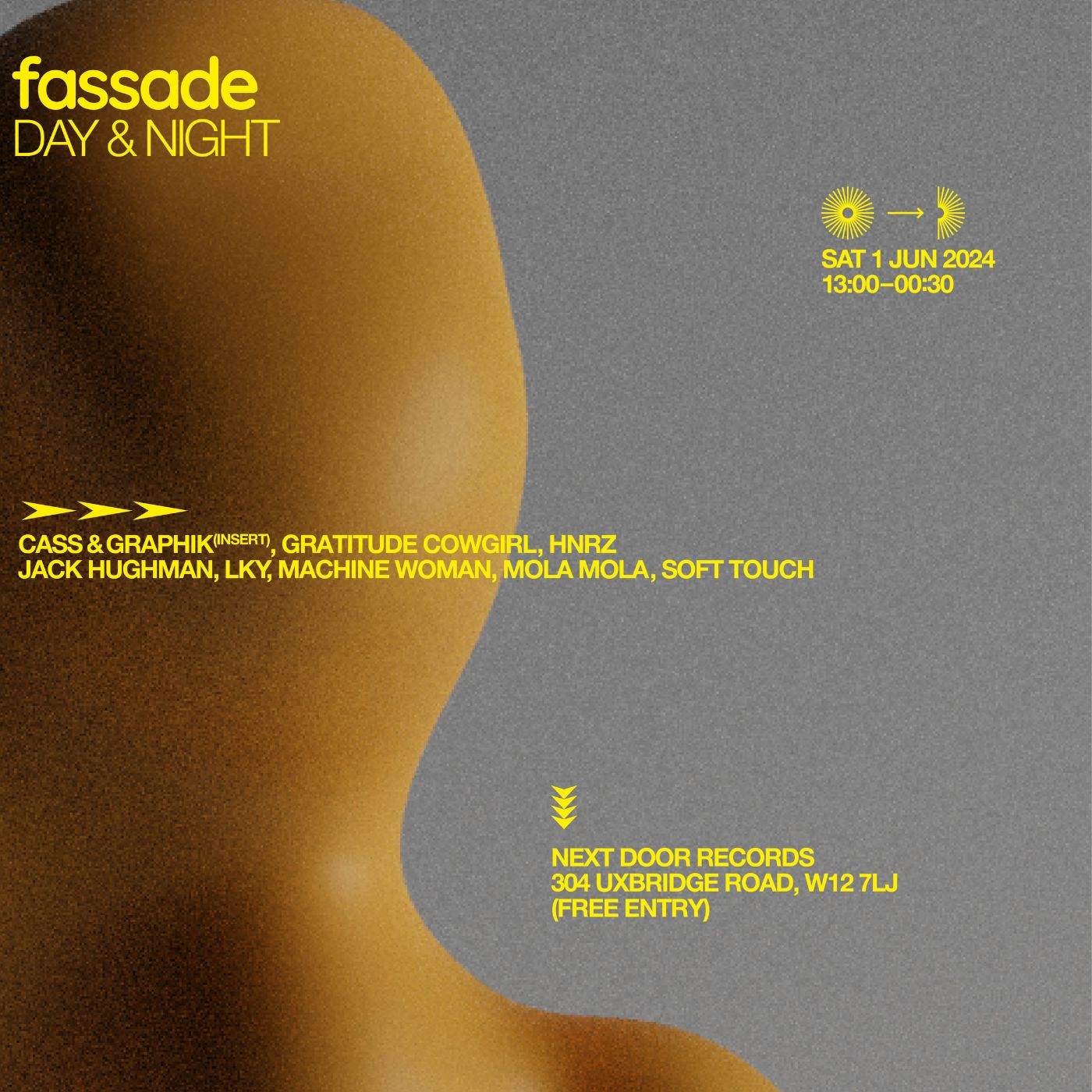 fassade day & night (free entry) w/ Machine Woman, LKY, Insert & many more  - フライヤー表