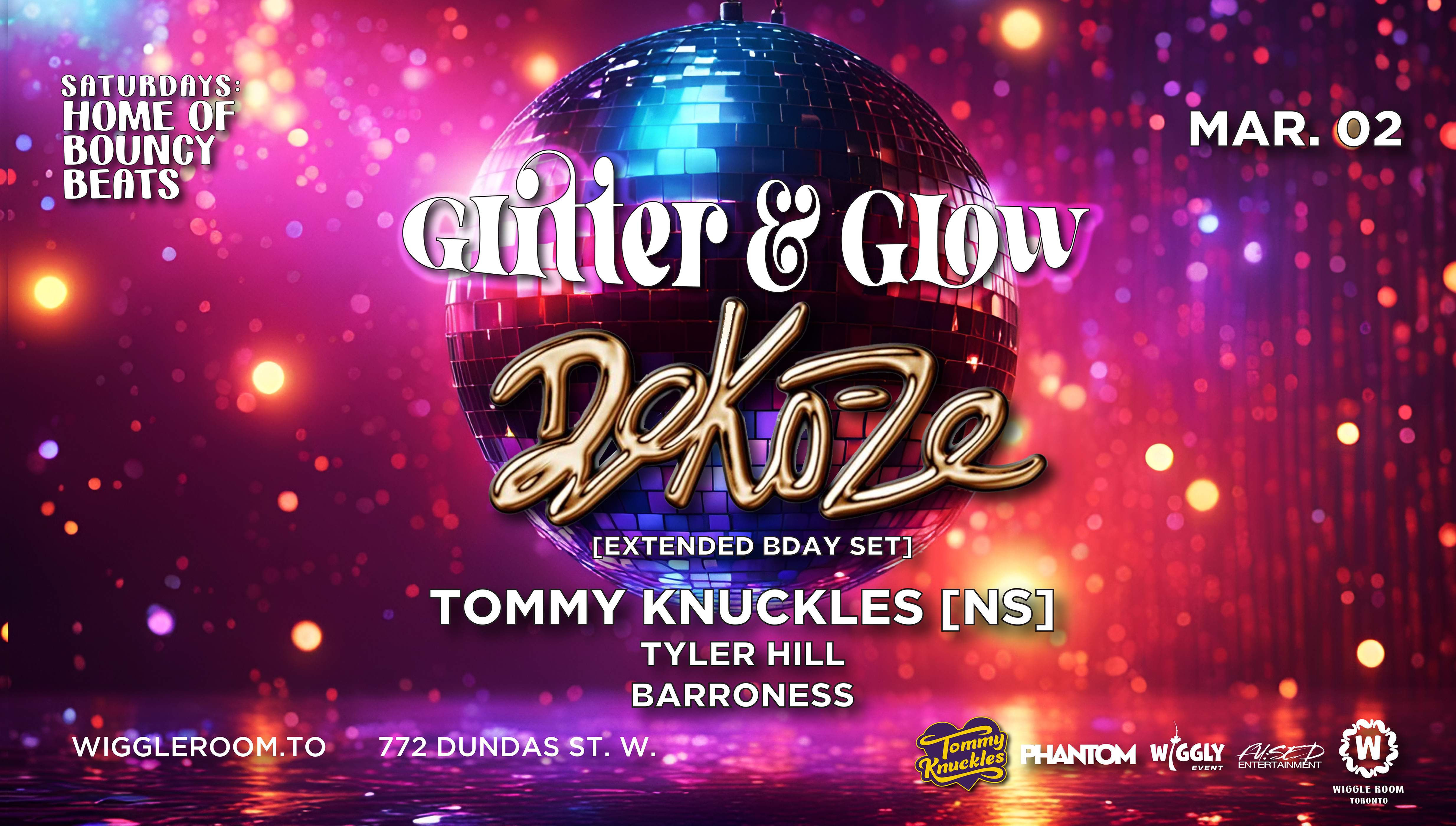 Glitter & Glow: DEKOZE (Bday Beats) / Tommy Knuckles (NS) - フライヤー表