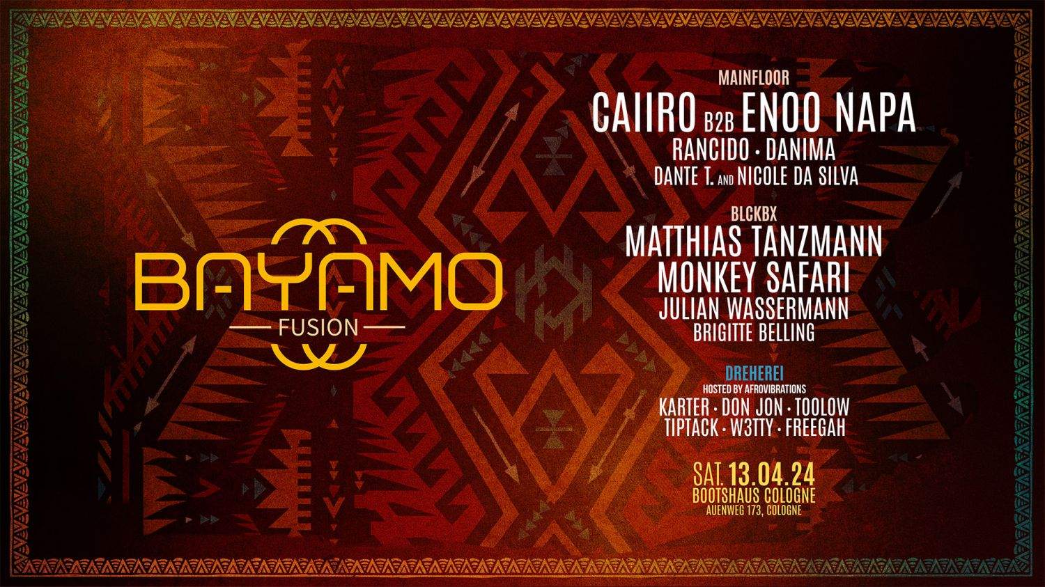 BAYAMO PRES. Caiiro & Enoo Napa / Matthias Tanzmann, Monkey Safari AND MORE - フライヤー表