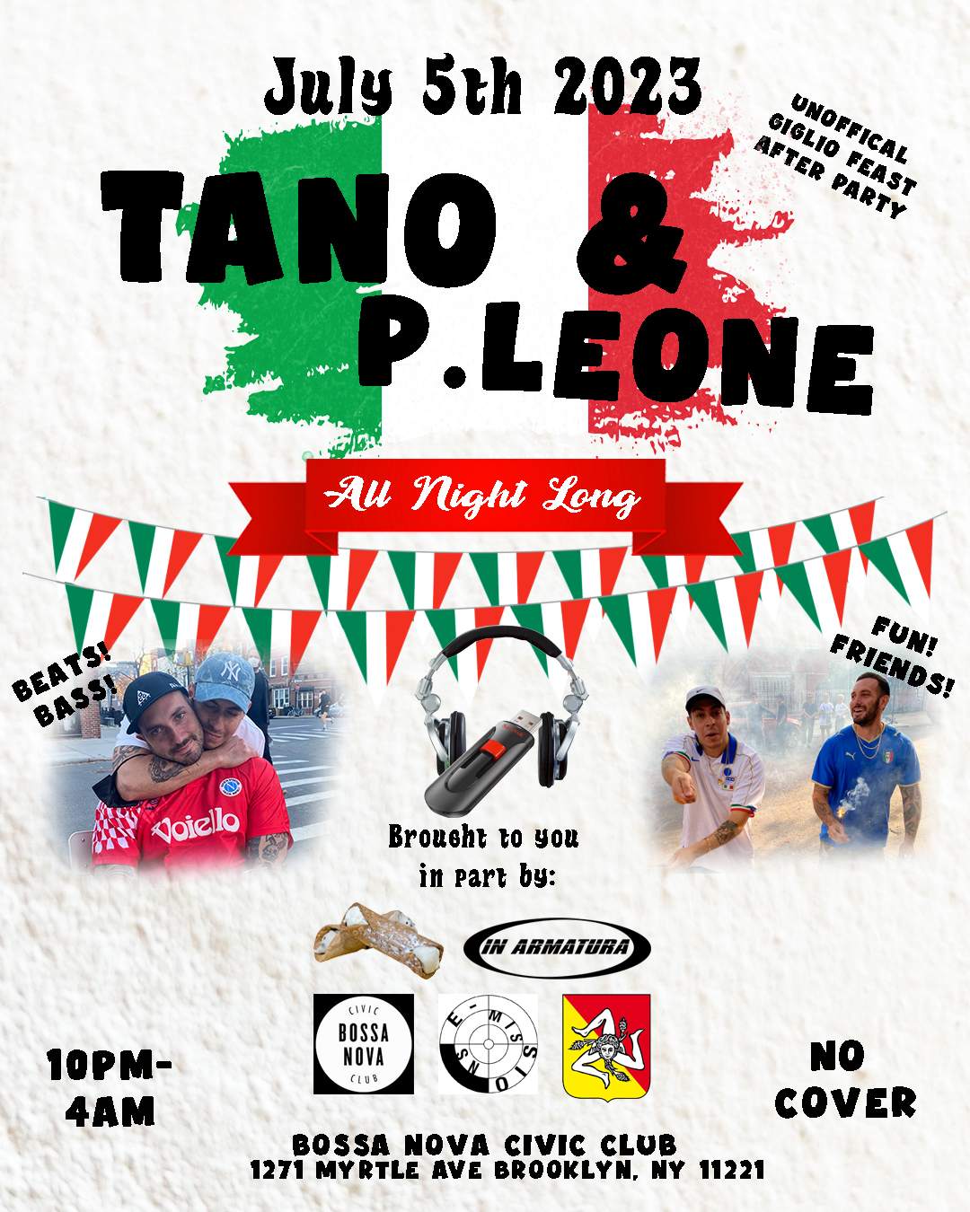 Tano + P.leone All Night - フライヤー表