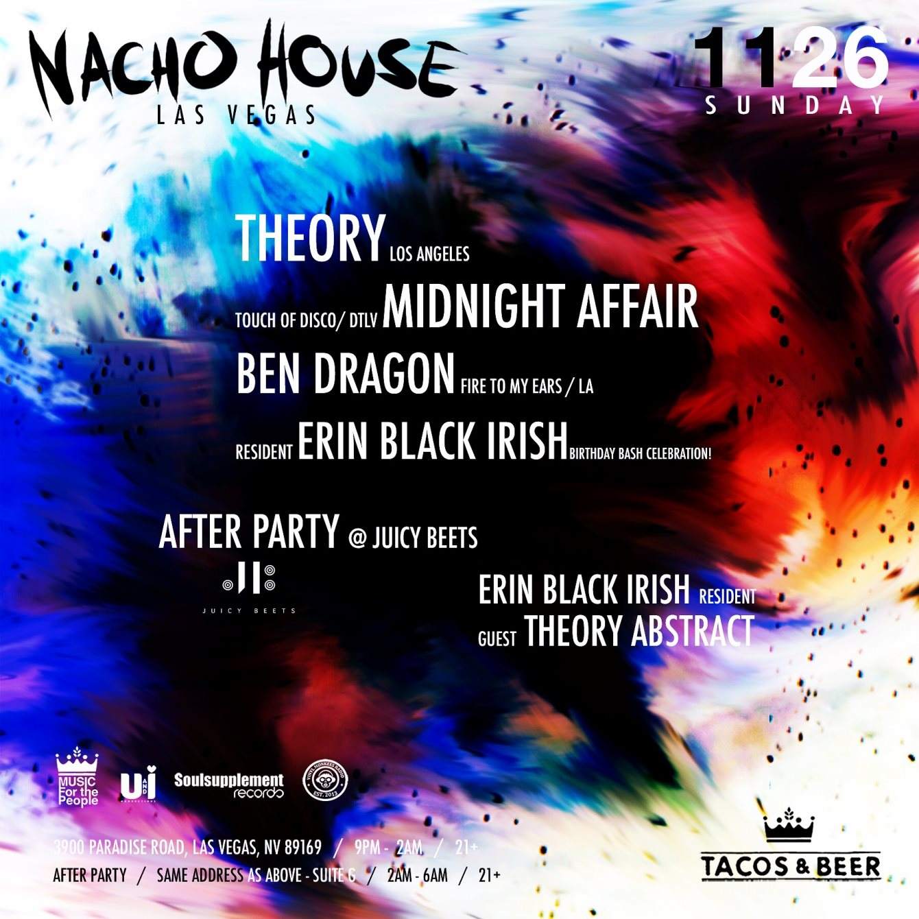 Nacho House presents: Theory (LA), Ben Dragon, Midnight Affair & Blackirish Bday - Página frontal