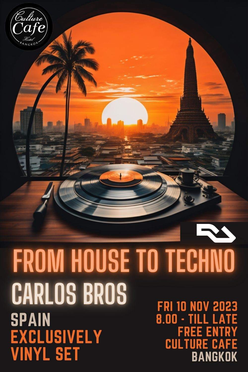 'From House to Techno': Carlos Bros/Spain, Exclusively Vinyl Set - フライヤー表