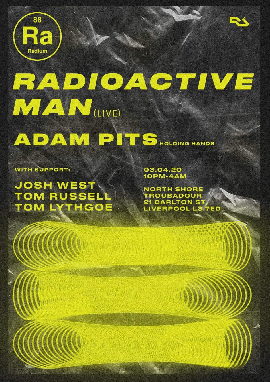 [POSTPONED] Radium presents, Stage 3; Radioactive Man (Live set) & Adam Pits - Página frontal