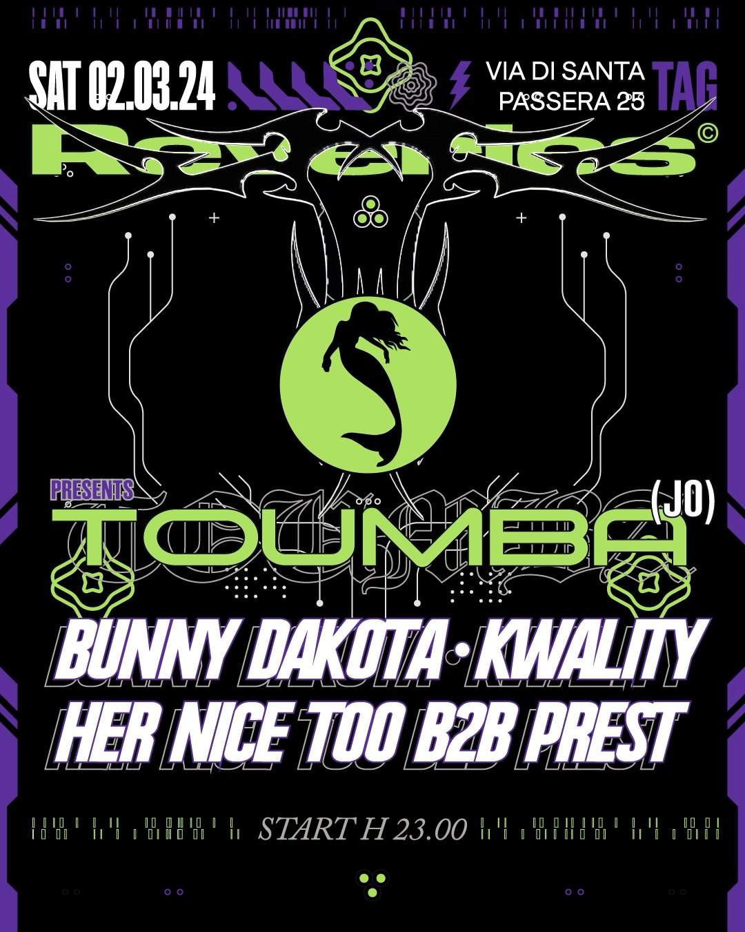 Reveries presents: Toumba (JO), Bunny Dakota, Kwality, Her Nice Too b2b Prest - フライヤー裏