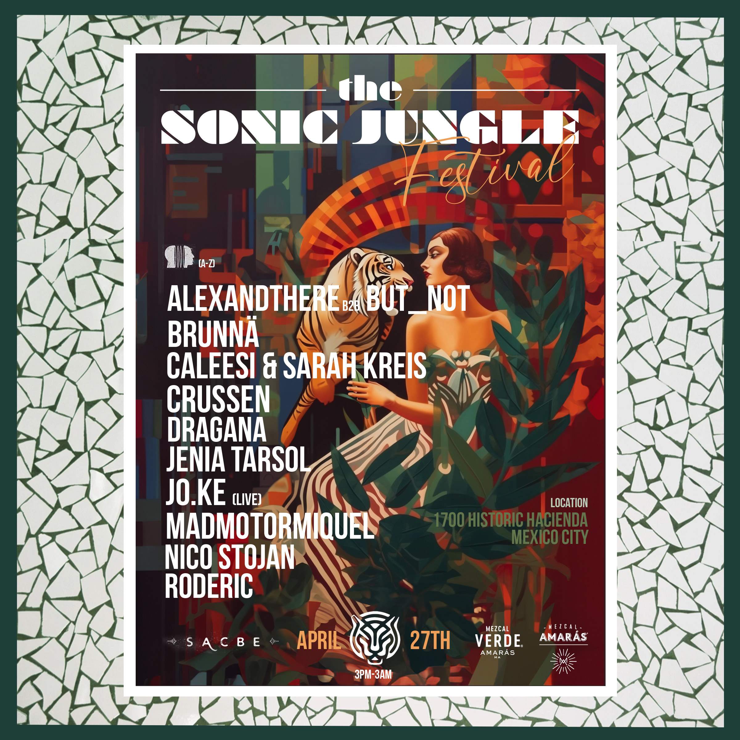 Sonic Jungle Festival: Jenia Tarsol, Madmotormiquel, Nico Stojan,Crussen,Caleesi & Sarah Kreiss - フライヤー表