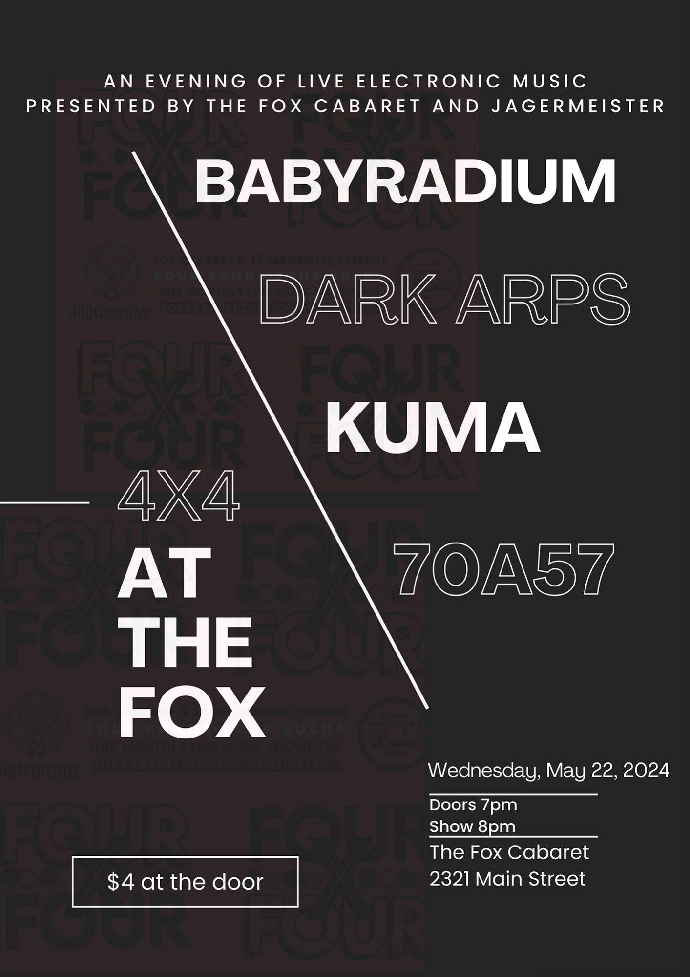 4x4 at the fox: Babyradium/Dark Arps/Kuma/70A57 - フライヤー表