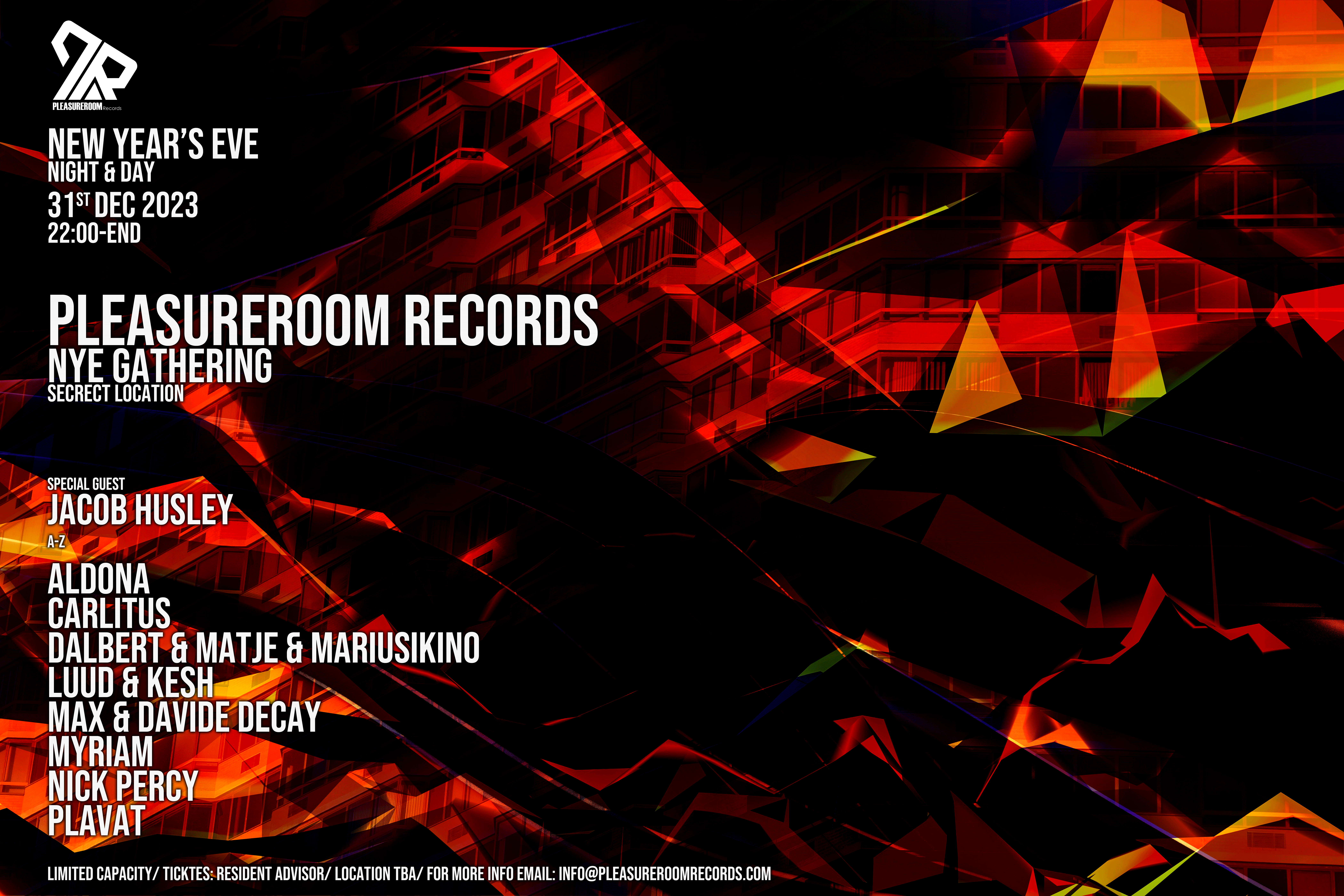 Pleasureroom Records NYE Gathering with Jacob Husley + Residents & Friends - フライヤー表