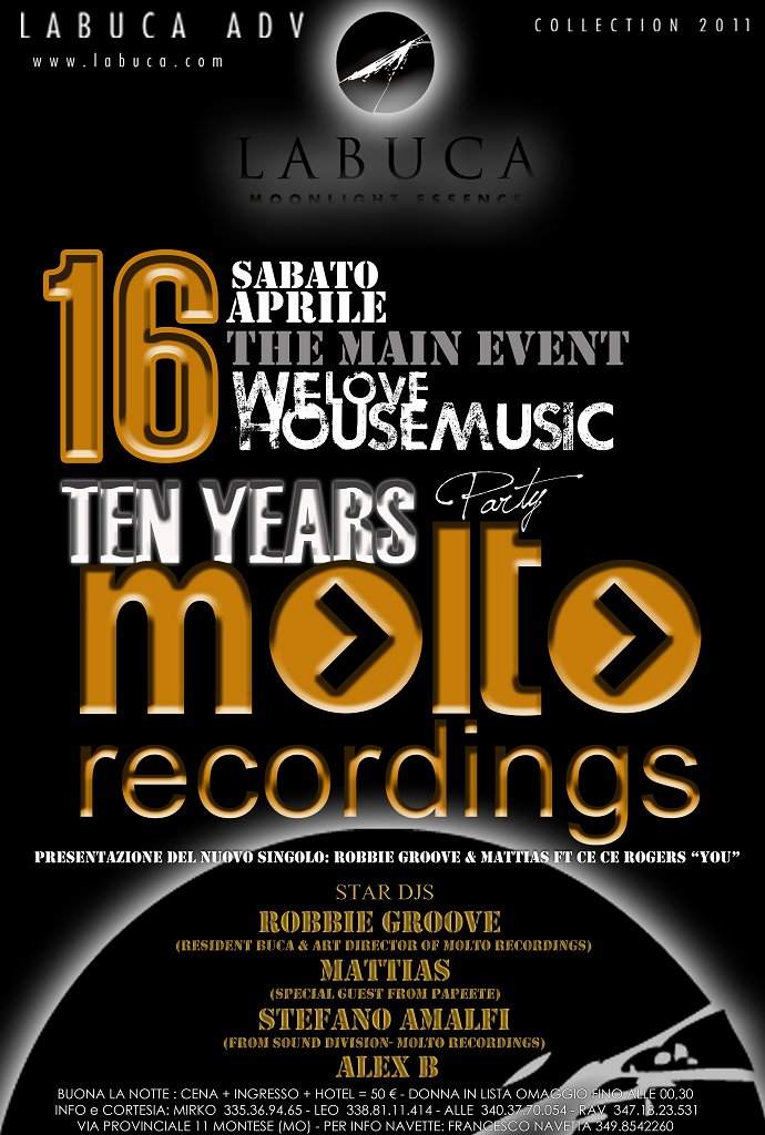 10 Years - Molto Recordings Party - フライヤー表