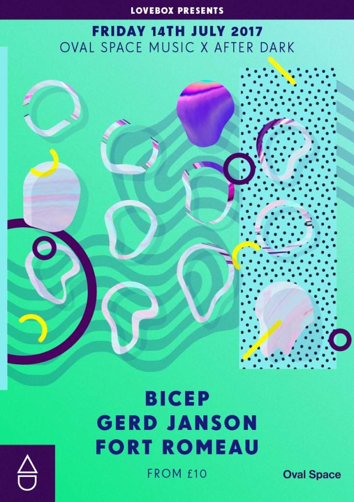 Oval Space Music x After Dark with Bicep, Gerd Janson, Fort Romeau - フライヤー表
