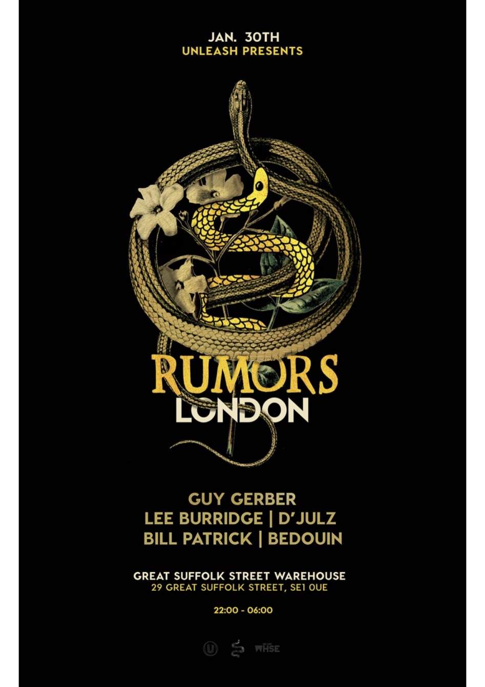 Guy Gerber + Unleash present Rumors London - フライヤー表