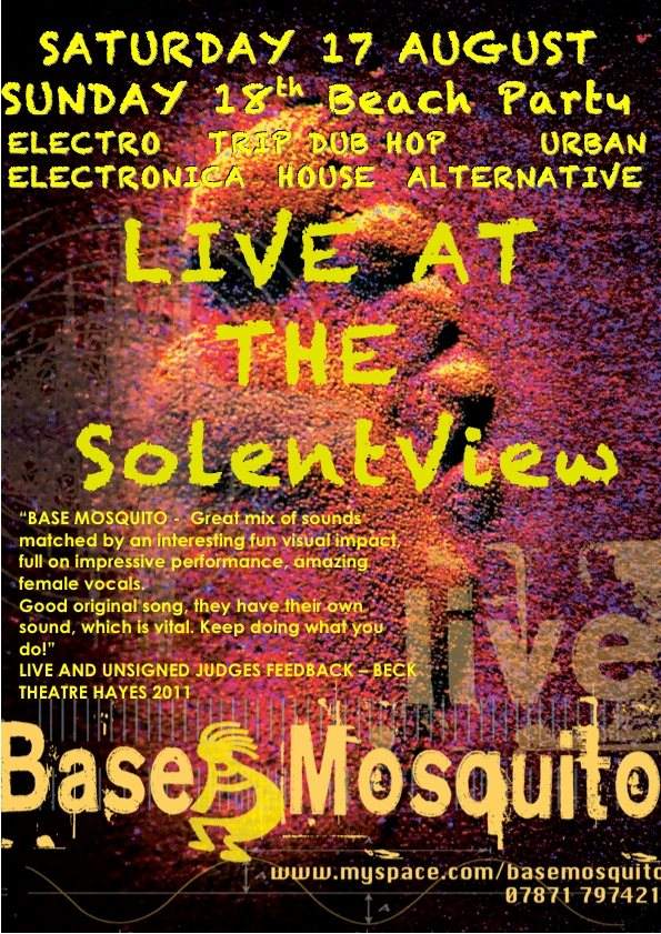 Base Mosquito Live Electronica and The Old Skool Beach Party - Página frontal