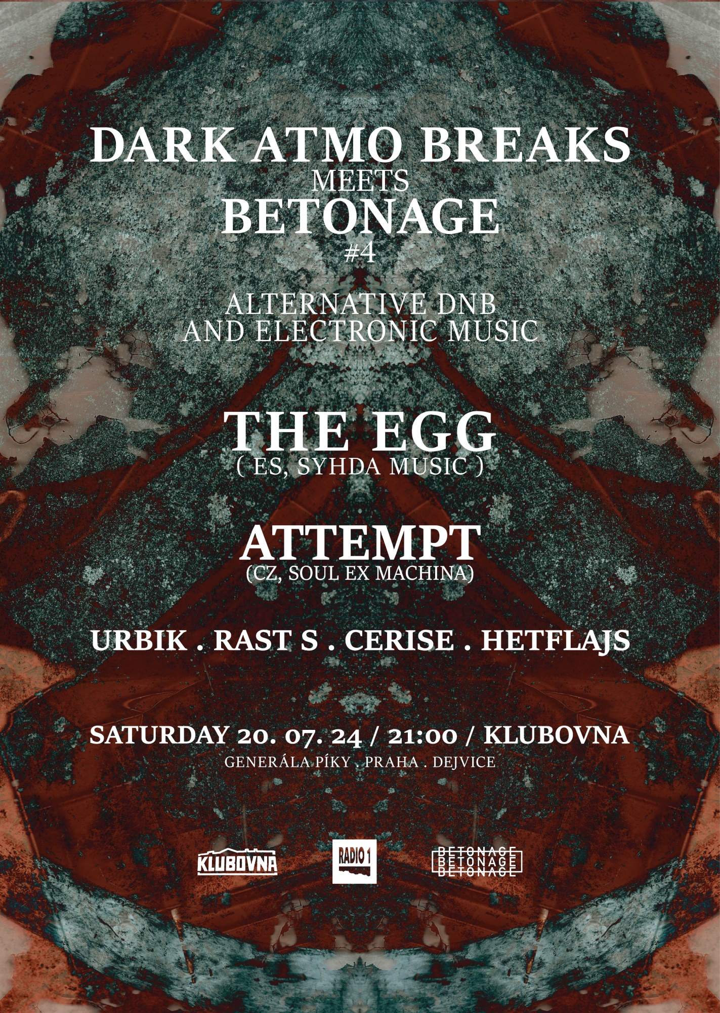 Dark Atmo Breaks x Betonage with The Egg (ES, Syhda Music) & Attempt (CZ,  Soul Ex Machina) at Klubovna, Prague