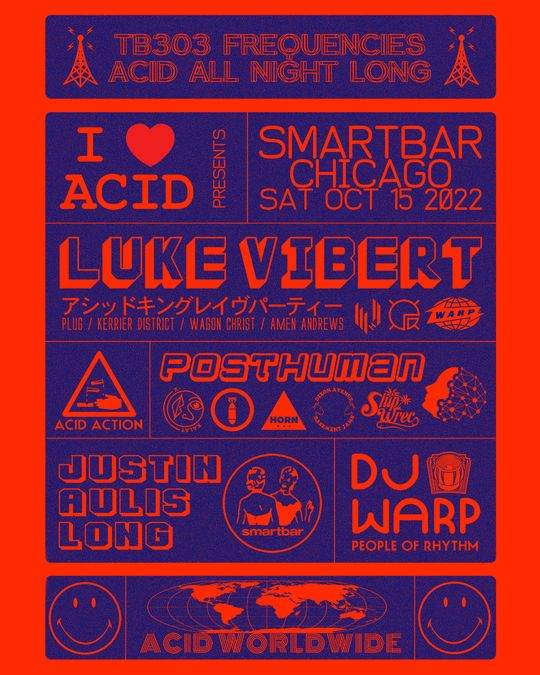 I Love Acid presents: Luke Vibert * Posthuman * Justin Aulis Long * DJ Warp - Página frontal