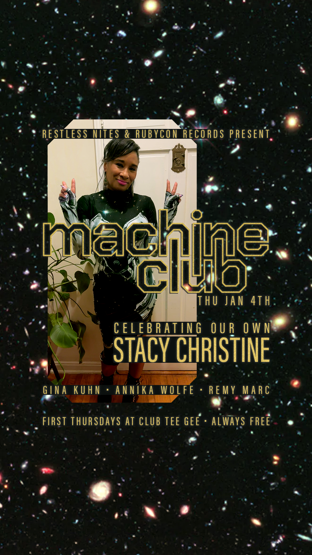 Machine Club 1/4: Celebrating Stacy Christine, with Annika Wolfe, Gina Kuhn, and Remy Marc - Página frontal